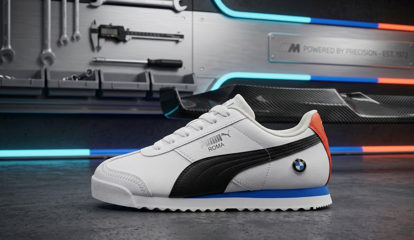 Zapatilla Niño Puma Roma BMW M Motorsports "White/Black"