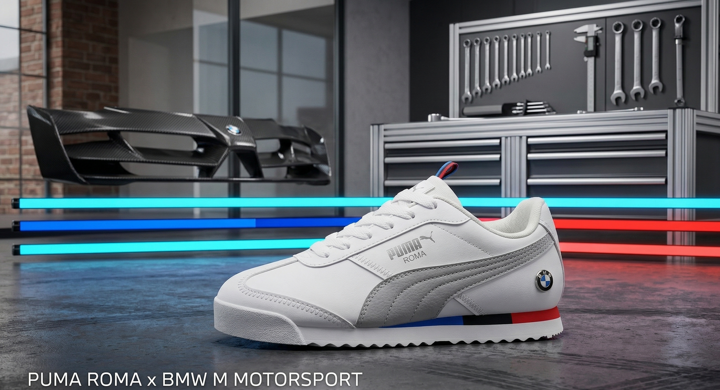 Zapatilla Niño Puma Roma BMW M Motorsports "White/Grey"